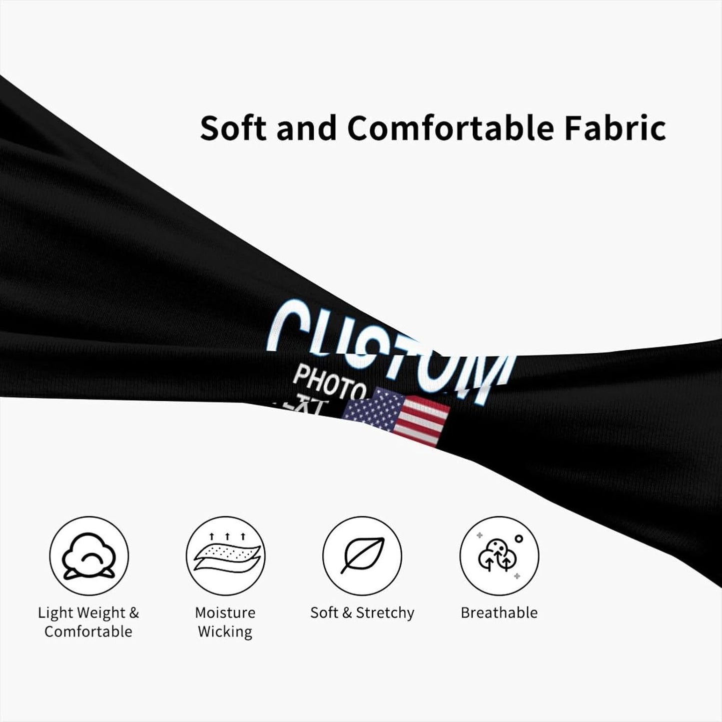 Custom Sports Headband Sweatband Bandana Add Your Photo Logo Text Number, Bulk Customized Unisex Sports Moisture Wicking Breathable Elastic