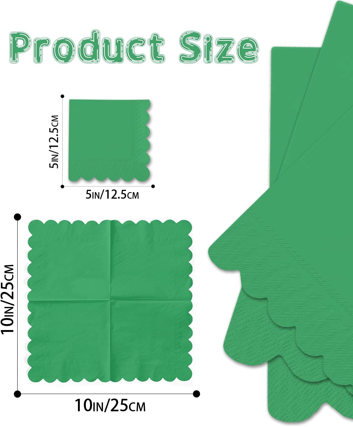 qiqee Brilliant Green Cocktail Dinner Napkins 5x5inch Disposable Beverage,Wedding, Birthday Party Dessert Wave Paper Napkins(120 Count)