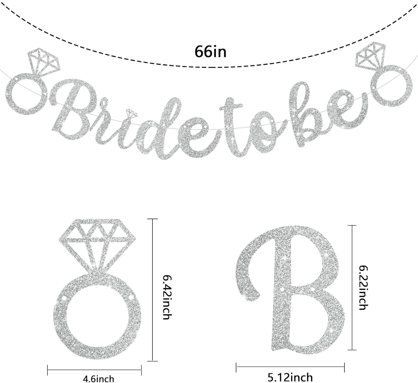 Glitter Silver Bride to Be Banner,Pre-Strung Bridal Shower Sign Garland,Bachelorette Party Decoration Wedding Shower Party Supplies(No DIY)