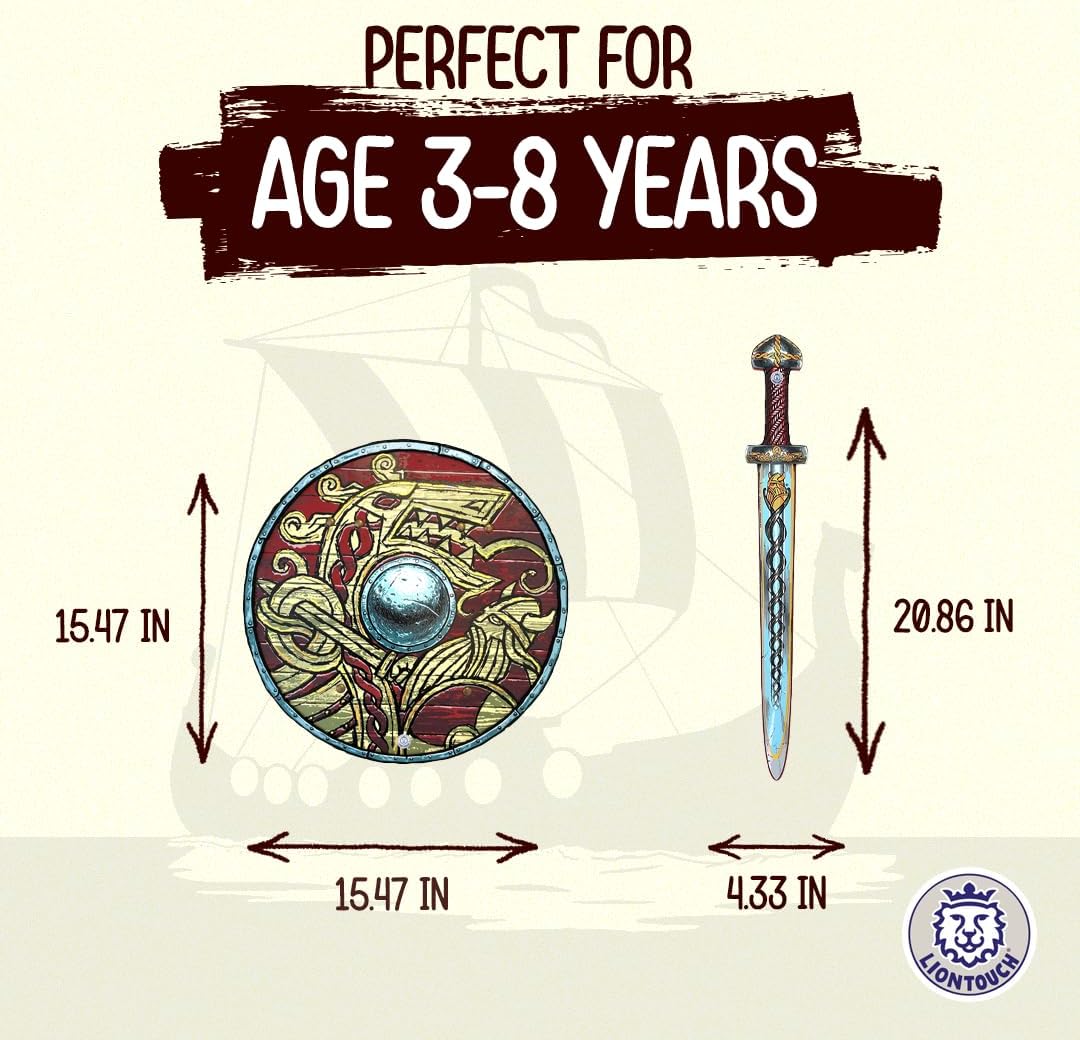 Liontouch - Viking Foam Sword & Shield | for Kids Aged 3-8 Years | Chief Harald’s Medieval Set for Little Warriors & Berserker’s Pretend Play | Safe Weapon Accessories for Boys’ Dress Up & Costumes