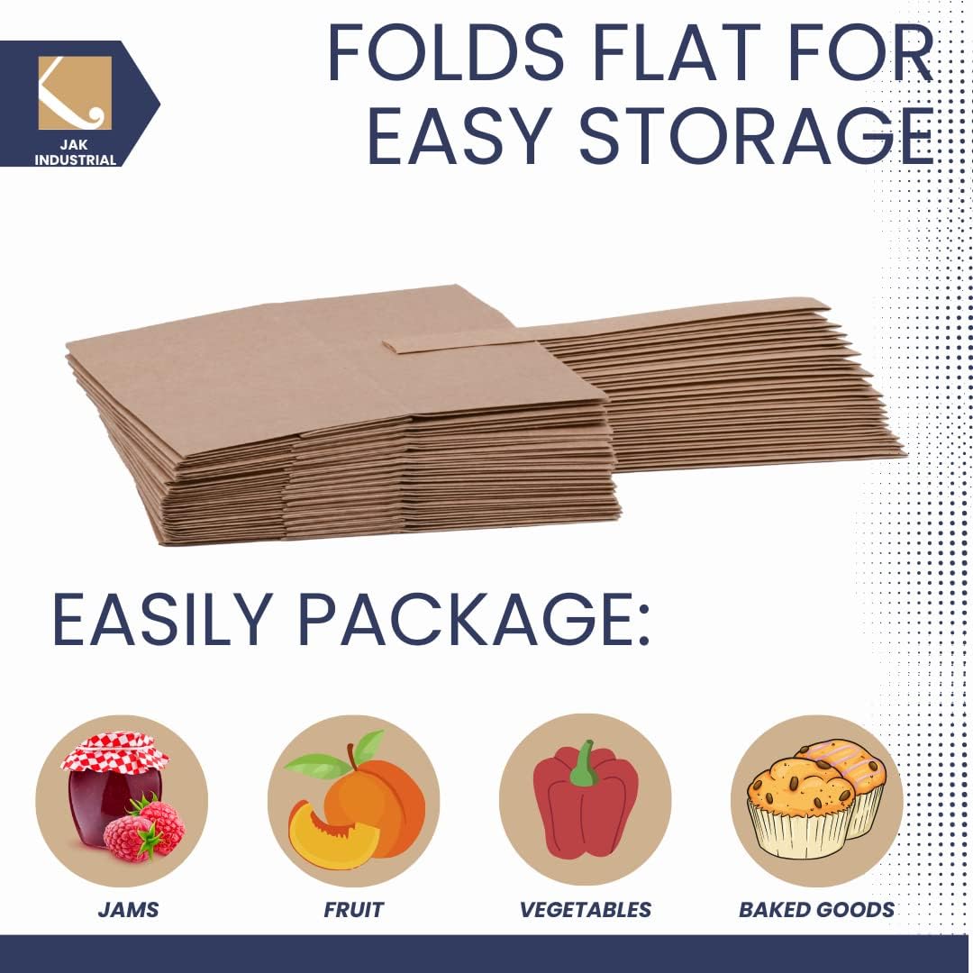 8 x 6 x 3.5 Inch Small Kraft Paper Bags with Paper Handles - Quarter Peck Apple/Produce Bag (25)