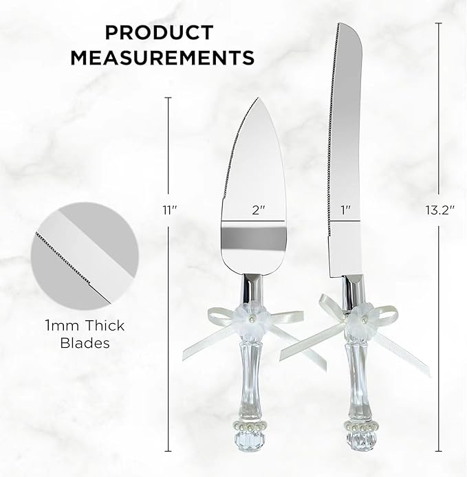 FISHBONE Stainless Steel Wedding Cake Knife and Server Set with Elegant Design - Perfect Cake Cutting Set for Weddings and Special Occasions