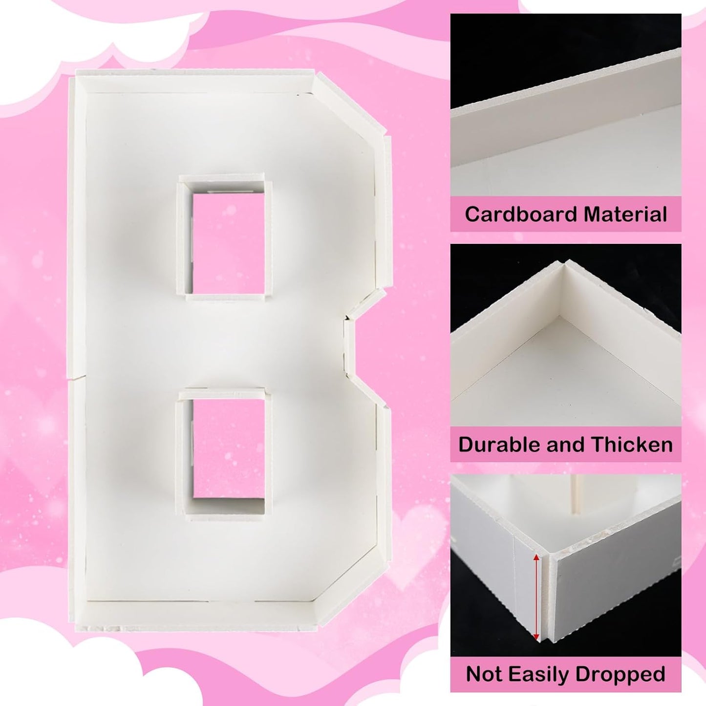 BRIDE Cardboard Letters for Charcuterie Fillable, 13.7 Inch Charcuterie Letters Fillable Paper Mache Letter Trays for Cupcake Candy Food Display Letter Box for Bridal Shower Anniversary Party Decor
