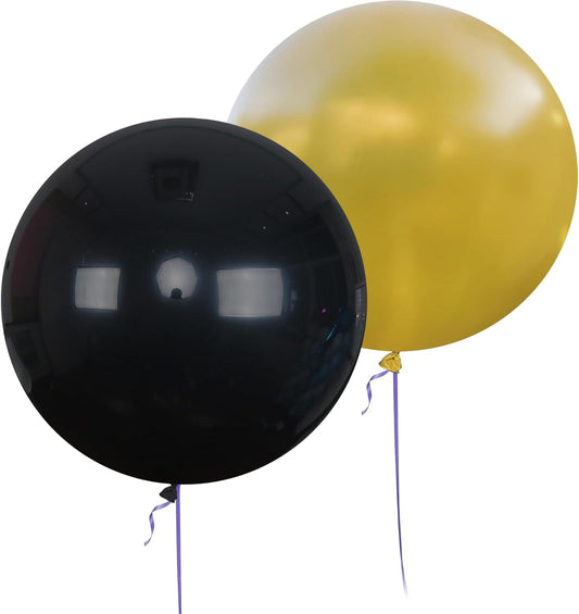 AZOWA 24 Inch Black and Gold Balloons 16-Count Large Latex Round Balloons for Party Wedding Birthday Baby Shower Decoration (Black and Gold, 16 Pcs)