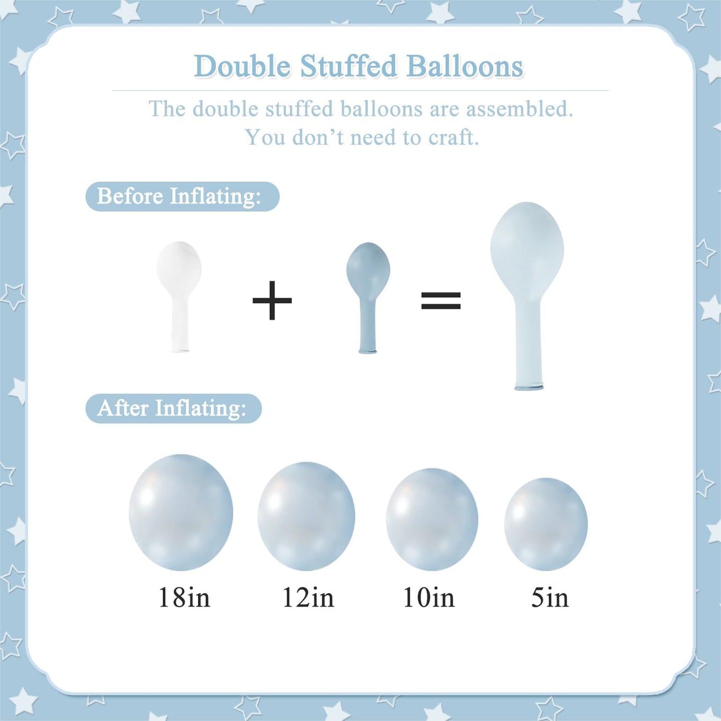 Blue Balloon Arch Kit, 127Pcs Double Stuffed Balloon Arch Garland Kit Include Pearl Blue Macaron Light blue White Clear Balloons for Bridal Shower Baby Shower Birthday Wedding Decorations