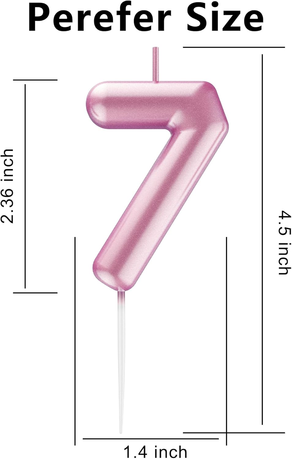 Pink Number 7 Candle Happy Birthday 3D Number Candles for Birthday Cake Party Decoration Wedding Anniversary Celebration Supplies
