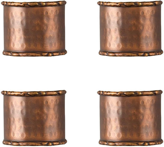 Park Designs Hammered Copper Napkin Ring Set of 4 | Rustic Metal Napkin Holders with Handcrafted Textured Finish | Farmhouse & Elegant Dining Table Decor | Durable Iron Design
