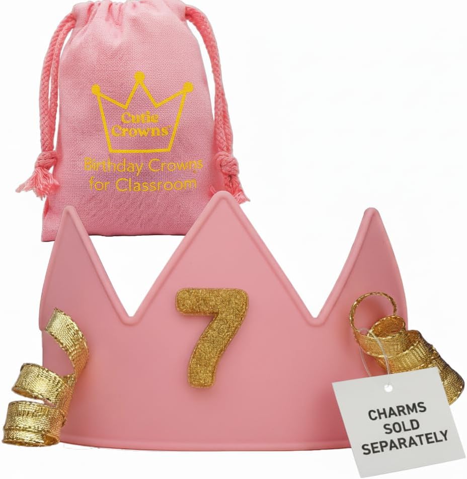 Birthday Crown for Kids Classroom – Adjustable Soft Silicone Princess Crown, Ages 2–10+, BPA Free, Dishwasher Safe