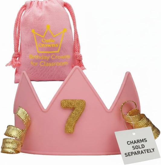 Birthday Crown for Kids Classroom – Adjustable Soft Silicone Princess Crown, Ages 2–10+, BPA Free, Dishwasher Safe