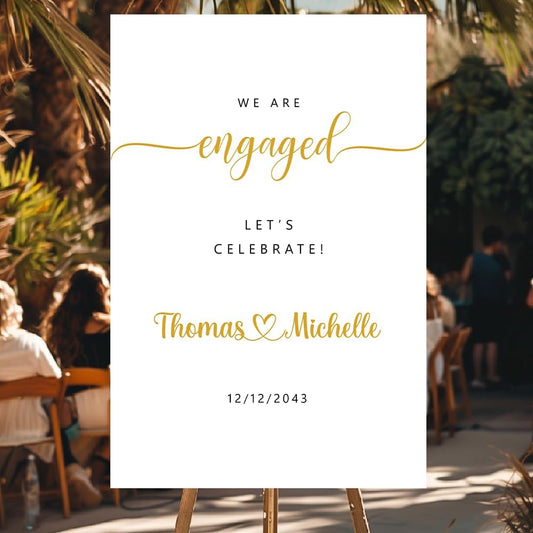 Personalized Engagement Welcome Sign – Minimalist Engagement Party Yard Sign – We’re Engaged Signs – Engagement Party Decorations for Couple - She Said Yes! (Version 16)