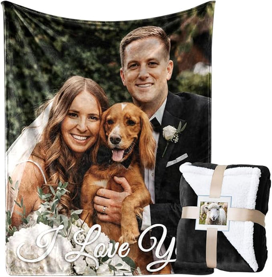 Mothers Day Blanket Gifts for Mom, Custom Sherpa Blanket with Picture Personalized Photo Throw Blanket Customized New Moms Gift from Daughter Son Husband, Birthday Gifts for Wife Grandma
