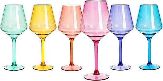 Floating Wine Glasses for Pool (18 Oz | Set of 2) - Wine Glass Set That Float | Shatterproof Poolside Wine | Beach Glass | Outdoor Tritan Plastic Glassware with Stem for Patio, Picnic - Ocean Green