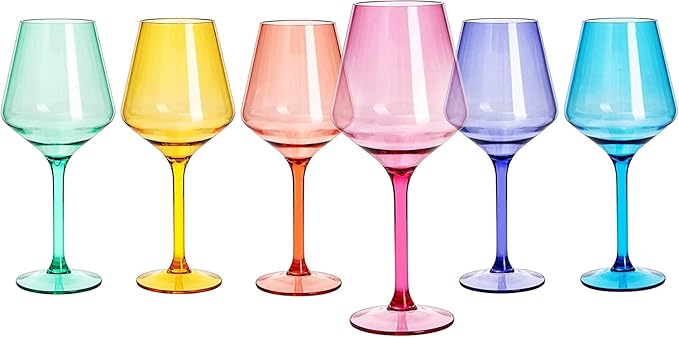 Floating Wine Glasses for Pool (18 Oz | Set of 2) - Wine Glass Set That Float | Shatterproof Poolside Wine | Beach Glass | Outdoor Tritan Plastic Glassware with Stem for Patio, Picnic - Pink
