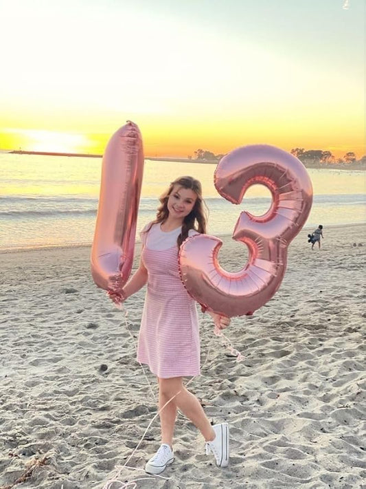 Balloon Number 40 Inch, Large Pastel Pink Number 13 Balloon Party Decorations for 1 3 31 Birthday Memorial Day, Foil Balloon for Outdoor & Indoor Wedding Supplies