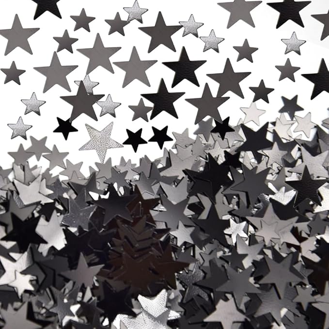 Ruidee 60g Star Confetti Metallic Foil Stars Table Confetti Metallic Foil Stars Sequin for Halloween Birthday Wedding Festival Party DIY(ZX/Black)