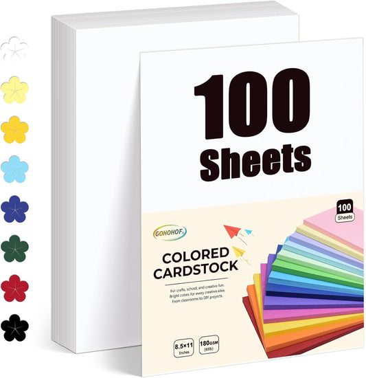 100 Sheets White Cardstock 8.5 x 11 Cardstock Printer Paper 65 lb/180 gsm, Card Stock Paper for Printer, Drawing,Gift tags,Invitations