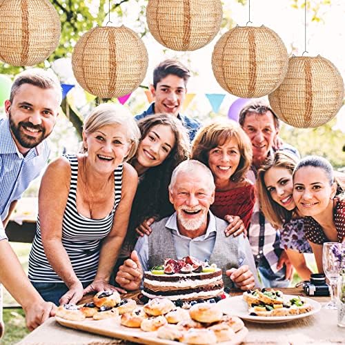 Hortsun 24 Pcs Print Burlap Paper Lanterns Round Chinese Paper Lanterns Decorative Farmhouse Classroom Decor Home Sweet Classroom Birthday Party Ceremonial Event (8 Inch)