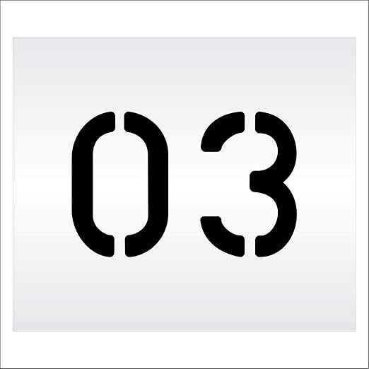 Pavement, Curb, and WheelStop Stencils - 6 inch Double Number Stencil - (03) - 6" x 9" x 1/8" (128 mil) - Pro-Grade