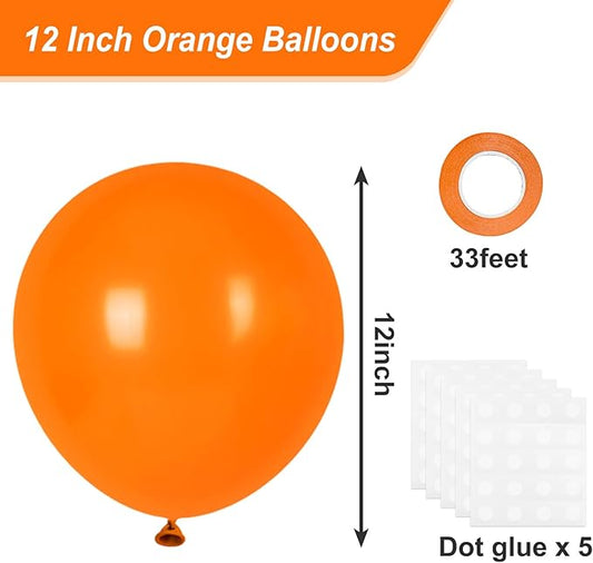 RUBFAC 120pcs Balloons for Birthday Baby Shower Graduation Anniversary Wedding Party Supplies Garland Arch Decoration,12 Inches,Orange