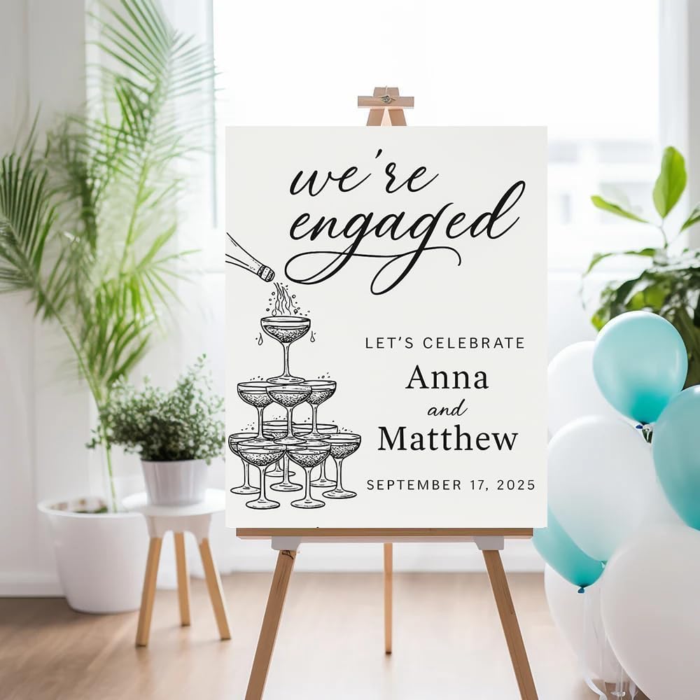 Personalized Engagement Welcome Sign, Engagement Party Sign, Engaged Decor for Couple - She Said Yes!, Decorations, Engaged Welcome, Custom Poster, Canvas, Wooden 2 Layer /7