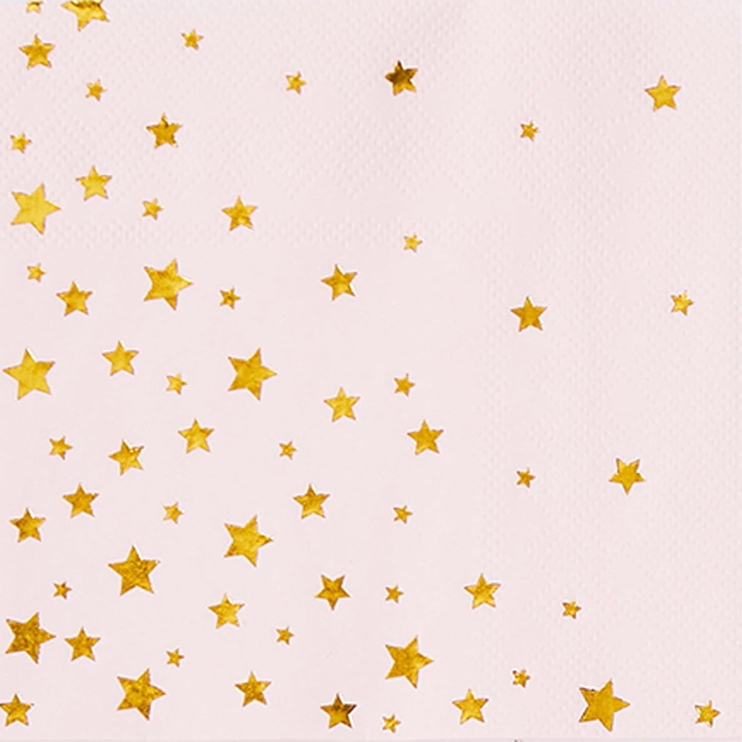 100 Pink Cocktail Napkins with Gold Foil Stars - Elegant 2- Ply Disposable Beverage Napkins for Weddings, Birthdays, Baby Showers, Bridal Parties & Events
