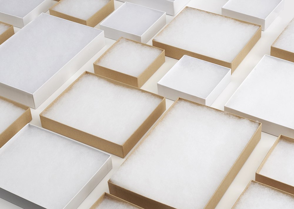 MESHA White 42PC Jewelry Gift Boxes with Lids, 6x5x1 Cotton Filled Glossy Jewelry Boxes, Necklace Gift Box, Bracelet Gift Box, Earring Box, Bulk Jewelry Boxes for Shipping, Small Business