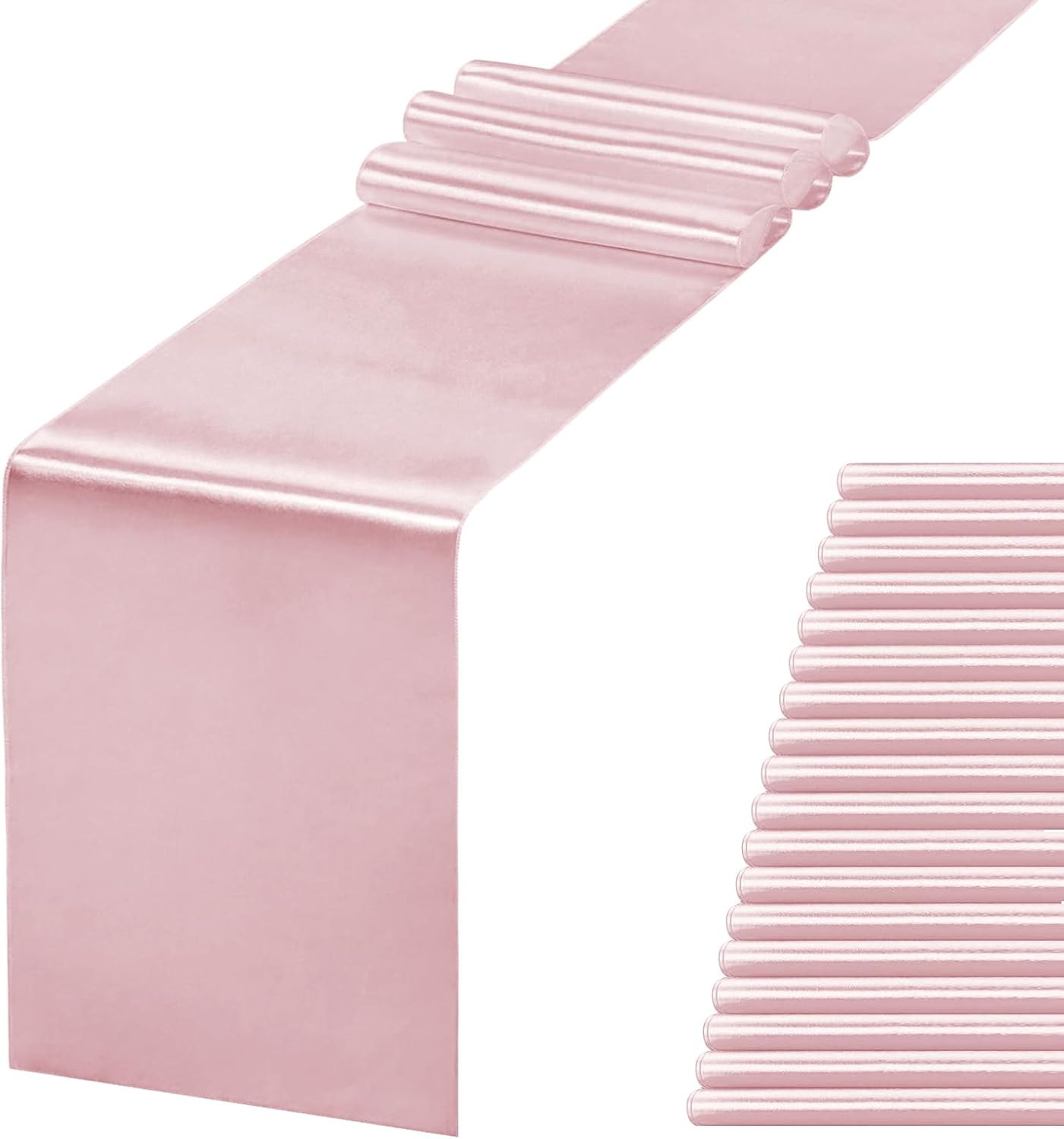 20 Pack Satin Table Runner 12 X 108 Inch Silk Table Runner for Party,Wedding, Birthday, Banquets,Decoration(Rose Gold)