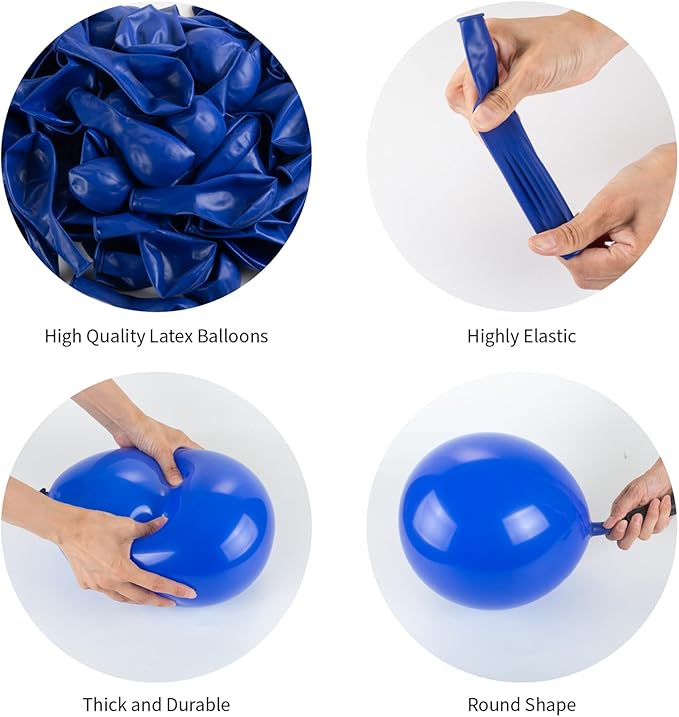Royal Blue Balloons, 140pcs 18 12 10 5 Inch Different Sizes Pack Party Latex Balloons for Birthday Halloween Holiday Balloon Garland as Party Decorations