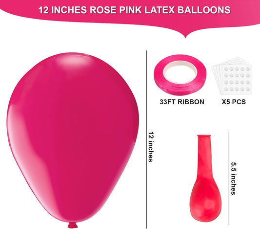 Rose pink Latex Balloons, 100pcs 12inches Round Helium Rose Pink Balloons for Birthday Baby Shower Wedding Valentine's Day Birthday Party Decorations