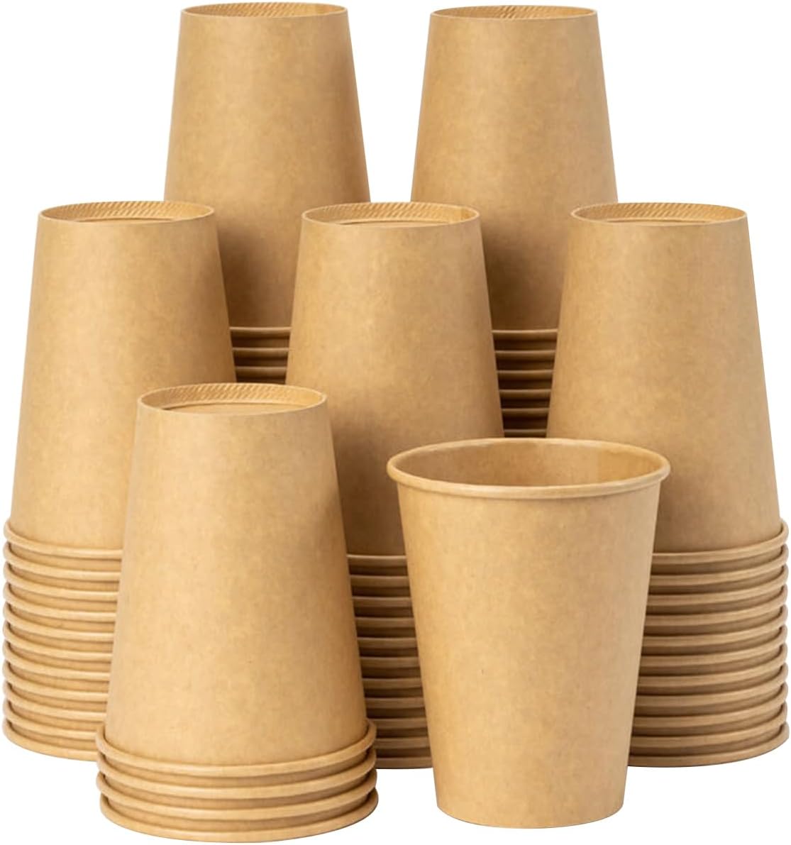 RACETOP [300 Pack] 12 oz Coffee Cups, Disposable Coffee Cups, Kraft Paper Cups, Hot Cups Unbleached for Home, Stores, Cafes, Office