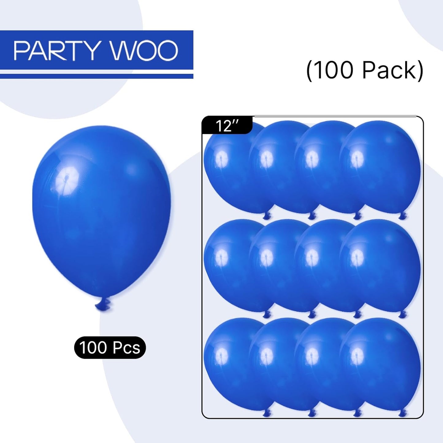 PartyWoo Royal Blue Balloons 100 pcs 12 Inch Matte Dark Blue Latex Balloons for Graduation Independence Day Memorial Day Baseball Baby Shower Gender Reveal Birthday Party Decorations Blue-Y59