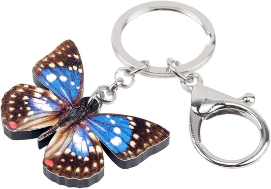 BONSNY Morpho Menelaus Butterfly Key Chains for Women Car Purse Bag Rings Pendant Charms