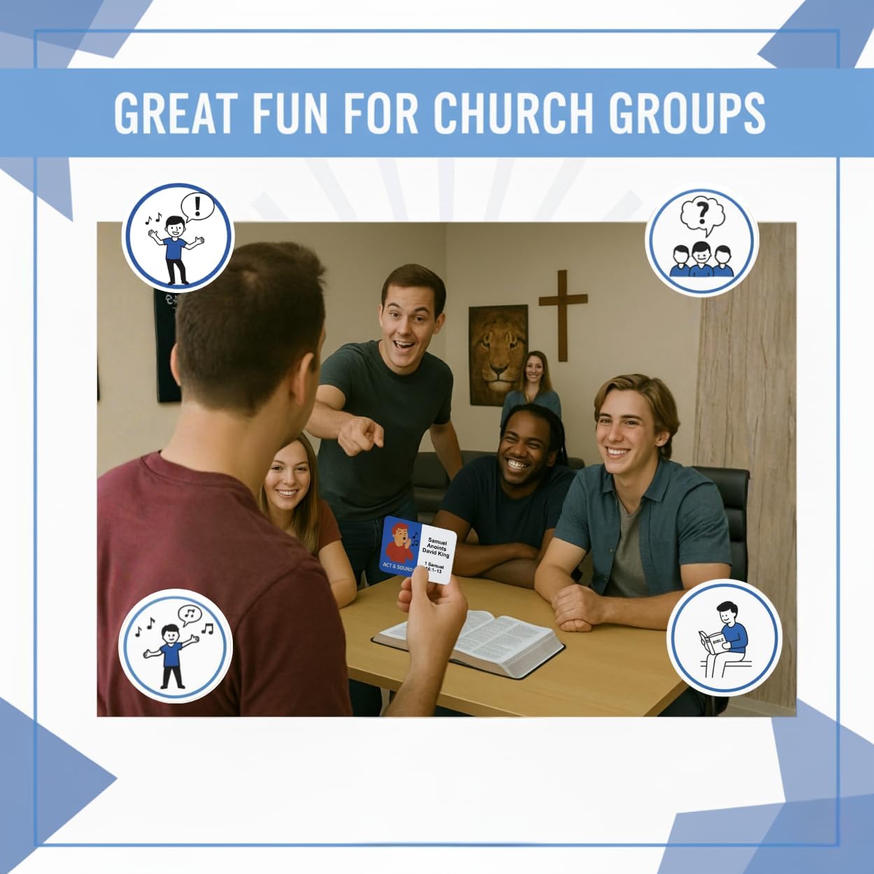 Bible Trivia Charades Game - Scripture Showdown - Fun Christian Party Activity for Families, Kids, Teens & Adults - 200 Challenge Cards for Bible Study, Youth Group & Game Night - Gift for Men & Women