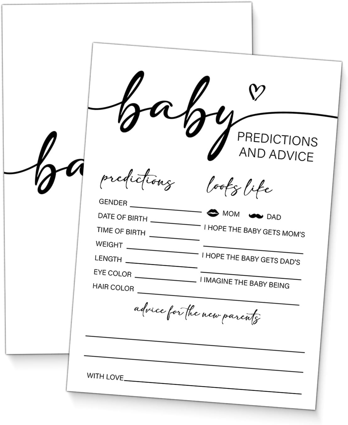 Baby Shower Predictions and Advice Cards for New Parents 20 Minimalist Baby Shower Game Advice and Wishes Cards Gender Neutral Boy or Girl