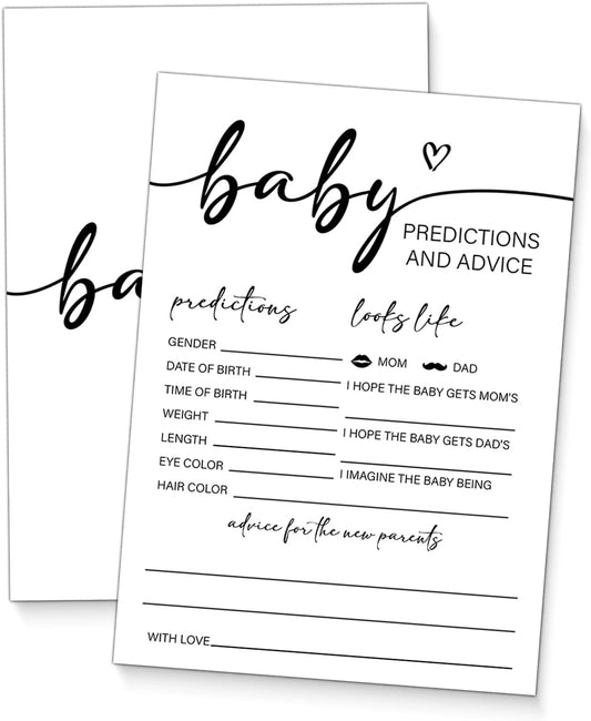 Baby Shower Predictions and Advice Cards for New Parents 20 Minimalist Baby Shower Game Advice and Wishes Cards Gender Neutral Boy or Girl
