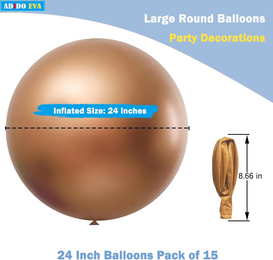 15Pcs 24 Inch Balloons Gold Giant Round Balloons Large Balloon for Festival, Christmas, Birthday Party Decorations