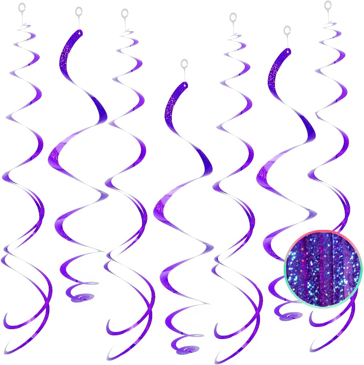 30 pcs Purple Hanging Swirl Decorations Swirls Party Decorations Plastic Party Streamer for Ceiling, 26"