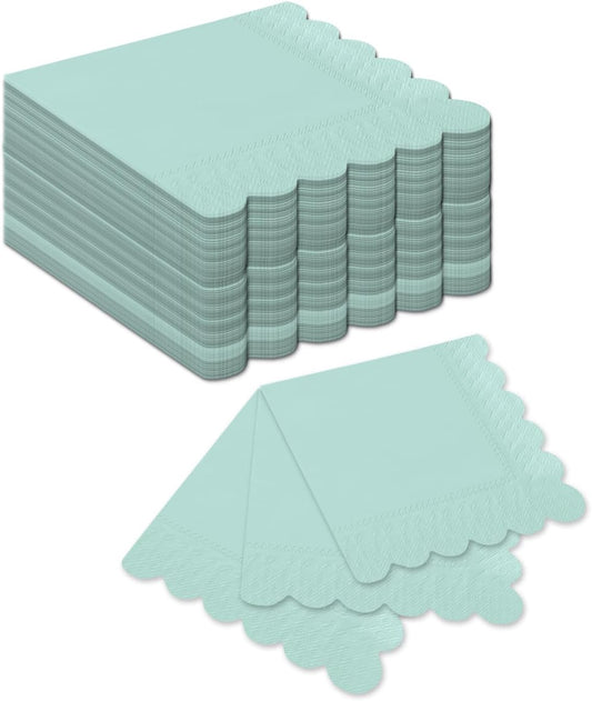 qiqee Dark Blue Cocktail Dinner Napkins 5x5inch Disposable Beverage,Wedding, Birthday Party Dessert Wave Paper Napkins(120 Count)