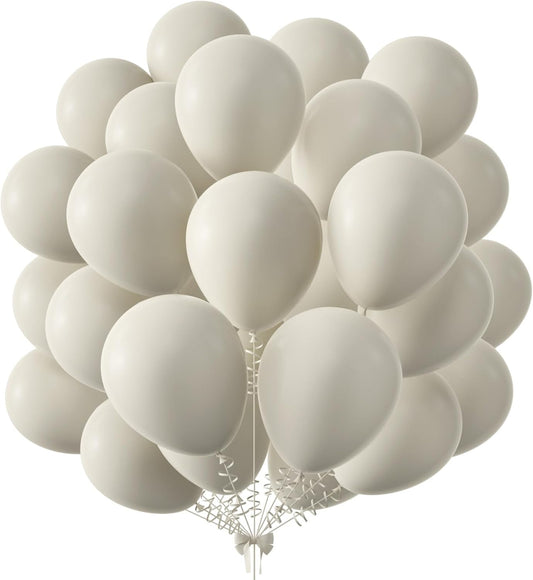 KALOR 10 Inch Retro White Sand Balloons, 100 Pcs Latex Helium Balloons for Birthday Party Baby Shower Wedding Graduation Graduation Party Decorations