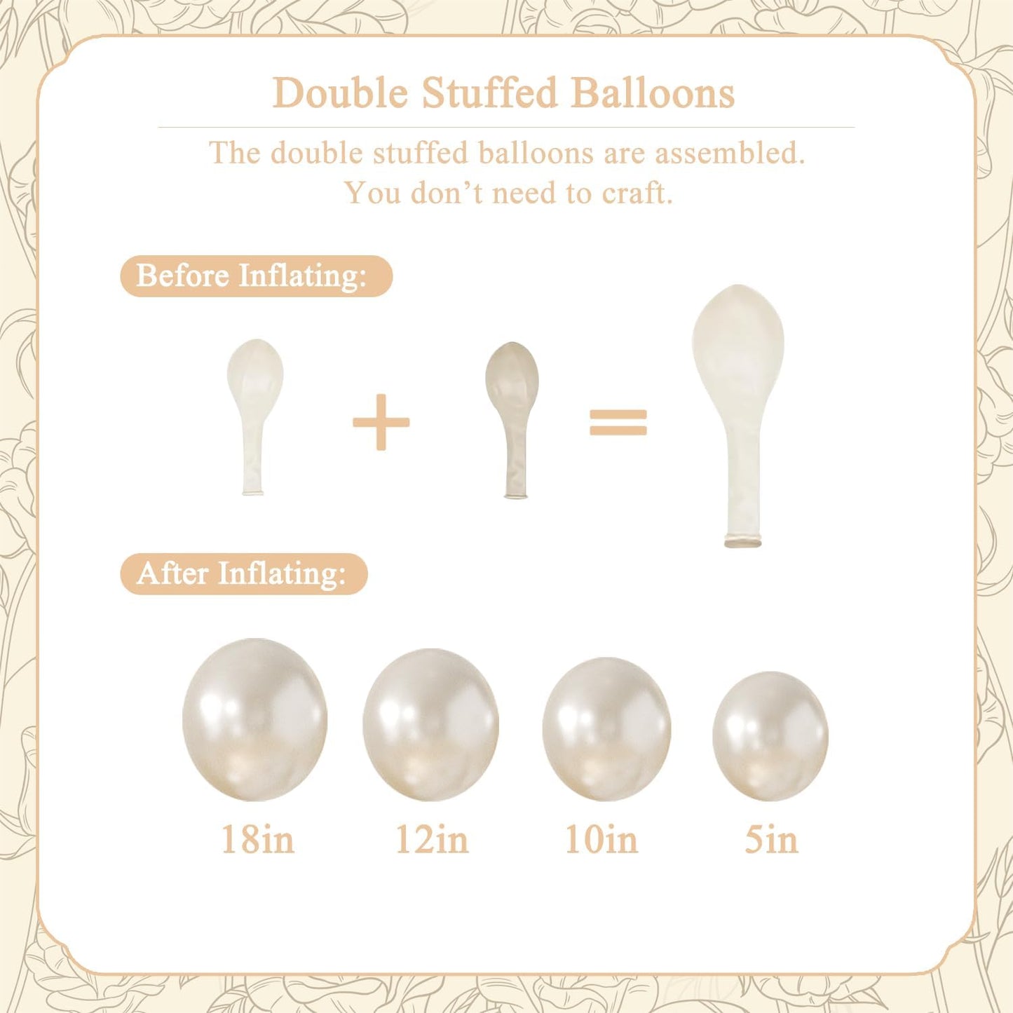 Pearl White Balloon Arch Kit 101Pcs Double Stuffed Pearl Balloons Garland Arch Kit Including Pearl White Clear Balloons for Wedding Bridal Shower Engagement Baby Shower Birthday Party Decorations