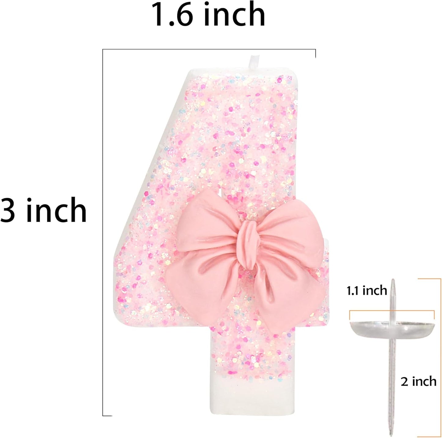 Birthday Candle for Cake, Pink Bow Number Cake Candles, 2.76 inch Number Happy Birthday Candle, Cake Topper Decoration for Birthday Party (Number 14)