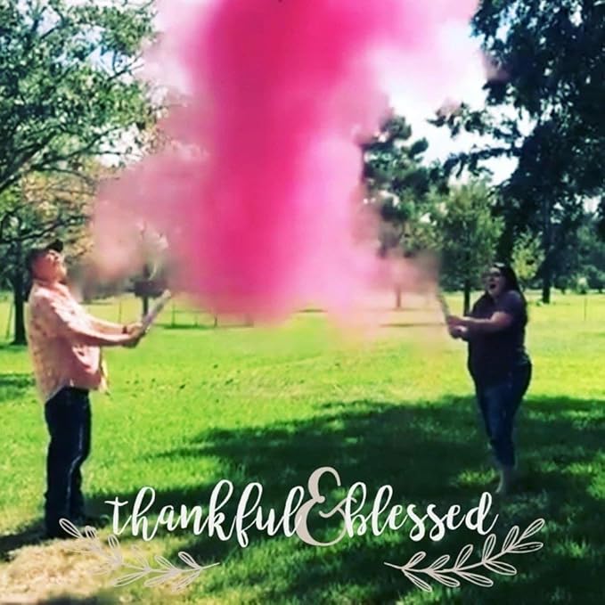 Gender Reveal Surprise - Pink Powder Cannon Bundle - Easy to Use Pink Powder Cannon for Baby Gender Reveal Parties - Includes 8 Balloon Decorations - 16 Inch - 4 Pack