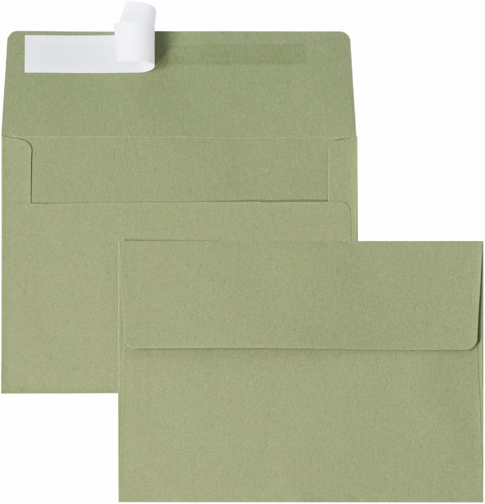 Keketer A2 Sage Green Printable Envelopes 80 Pack Self - Seal, for 5x7 Cards, Weddings, Invitations, Baby Shower 4.375 x 5.75 Inches