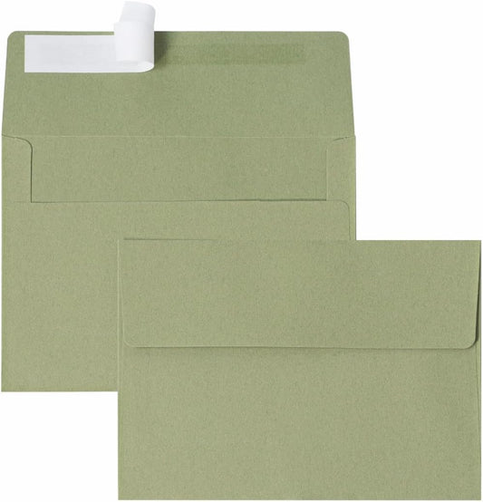 Keketer A2 Sage Green Printable Envelopes 80 Pack Self - Seal, for 5x7 Cards, Weddings, Invitations, Baby Shower 4.375 x 5.75 Inches