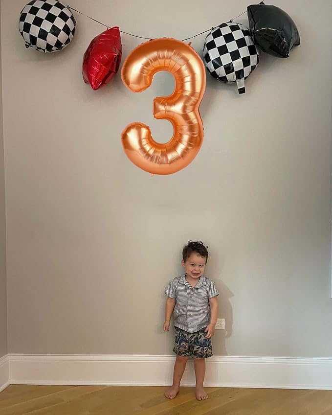Orange Number 3 Balloon 40 Inch, 3rd Birthday Celebration Supplies for Girls Boys Women Men, 3 Balloon for Girls Boys Theme Party