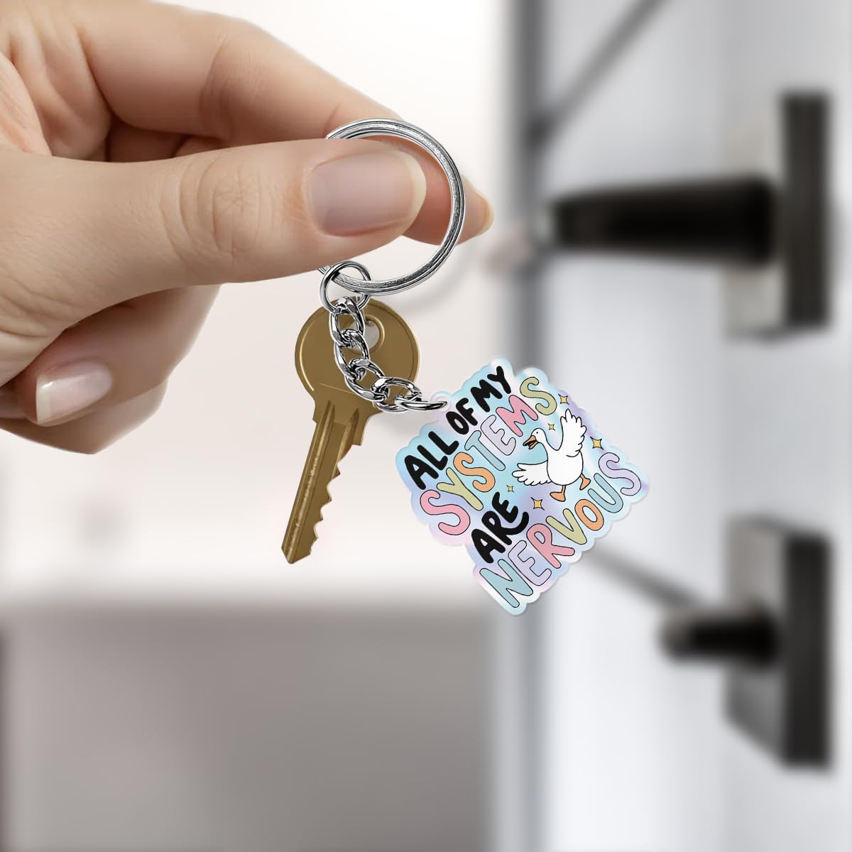 Funny Silly Goose Keychain for Women, Cute Goose Decor Acrylic Accessories Gag for Friends Coworkers Gifts