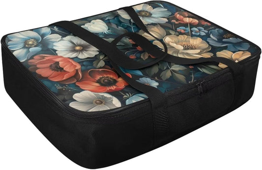 Floral Pattern Insulated Casserole Carrier for Hot or Cold Food, 16.5 x 12.6 x 4.5 inches, Zipper Closure, Unisex, Perfect for Picnic, Travel, Beach