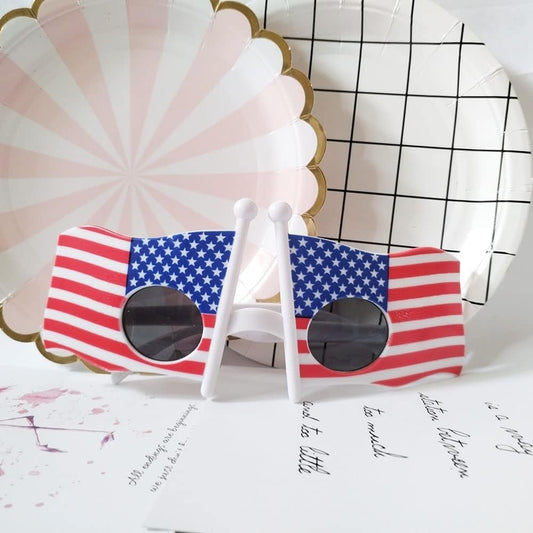 American Flag Glasses 8pcs, Fourth 4th of July Party Accessories, USA Veterans Day decoration Memorial Day Patriotic Party Favors, Red White and Blue Photo Booth Props