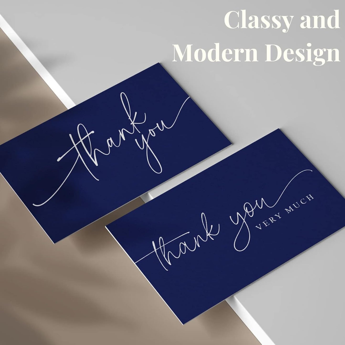 Thank You Cards | Bulk Greeting Cards | 100 Pack (Navy Blue)