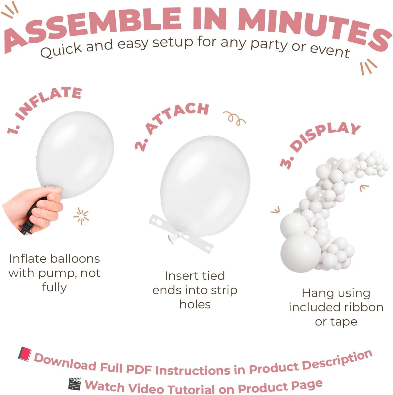 Balloon Garland Arch Kit – 146 Pcs Dusty Pink Balloons for Baby Shower, Birthday, Gender Reveal, Wedding Party – DIY Kit by Vellax™